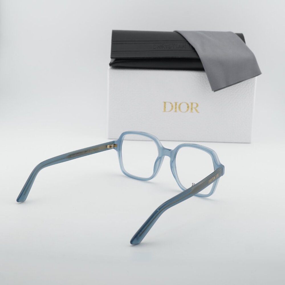 Dior DIORMIDNIGHT O S1I 8000 Square Eyeglasses - Shiny Light Blue 53mm - Picture 10 of 10